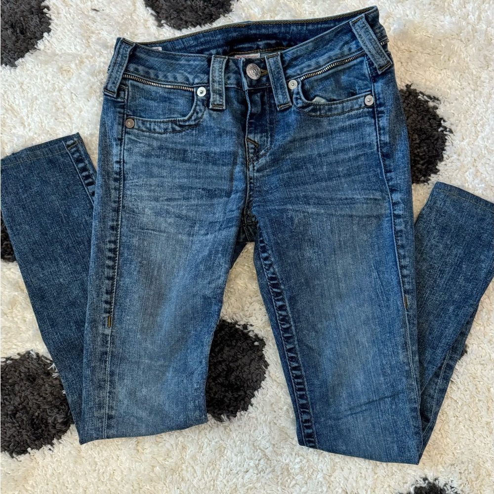 Acid-Washed True Religion Skinny Jeans